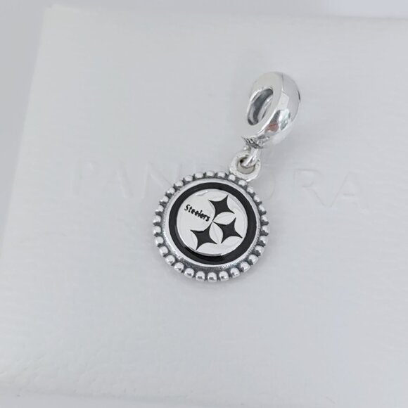 Pandora Pittsburgh Steelers NFL Logo Dangle Charm Pendant S925 Silver with box - Picture 5 of 7